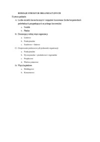 Rodzaje struktur organizacyjnych.