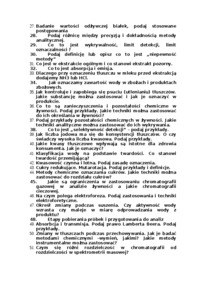 Analiza żywności-pytania przykladowe