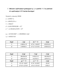 Przenoszenie współrzędnych geodezyjnych i azymutu  geodezyjnego na powierzchni elipsoidy