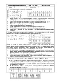 Kartkówka  z ekonometrii - czerwiec 2008