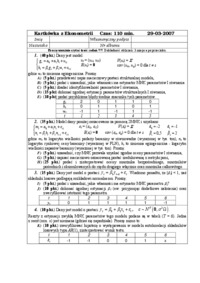 Kartkówka z ekonometrii - marzec 2007 - Estymacja parametrów