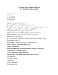 Najczęsciej używane zwroty w pismach służbowych