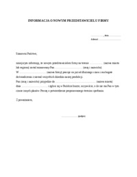 Informacja o nowym przedstawicielu firmy