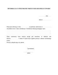Informacja o otrzymaniu partii uszkodzonego towaru