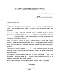 Wzór pisma-Negatywna ocena byłego pracownika