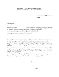 Wzór pisma-Odmowa naprawy gwarancyjnej