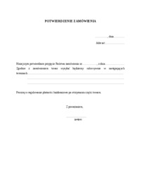 Wzór pisma-Potwierdzenie zamówienia