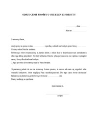 Odrzucenie prośby o udzielenie kredytu