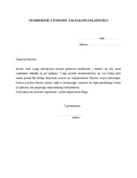 Upomnienie z powodu zaległości płatności