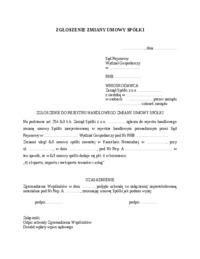 Zgłoszenie zmiany umowy spółki