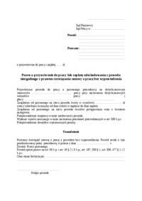 Wzór-Pozew o przywrócenie do pracy lub zapłatę odszkodowania