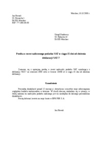 Wzór-Prośba o zwrot należnego podatku vat 