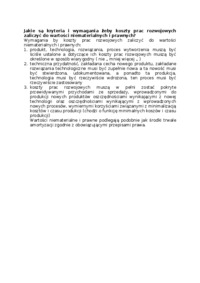 Wymagania by koszty prac rozwojowych zaliczyć do wartości niematerialnych i prawnych