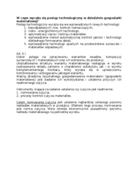 Postęp technologiczny w dziedzinie gospodarki materiałowej-opracowanie