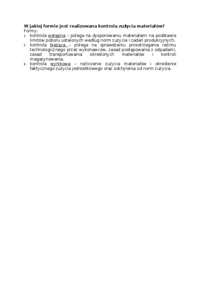 Formy kontroli zużycia materiałów-opracowanie