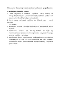 Wymagania stawiane przez otoczenie organizacjom gospodarczym-opracowanie