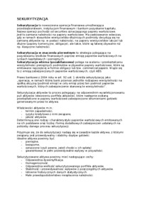 Sekurytyzacja i jej znaczenia - opracowanie