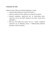 Kultura menadżerska -podawanie do stołu, omówienie