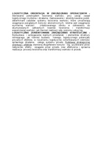 Logistyka orientacyjna, omówienie