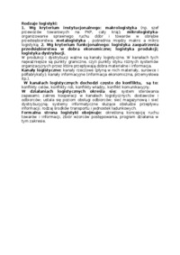 Rodzaje logistyki, omówienie