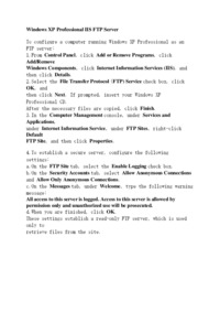Windows XP Professional IIS FTP Server