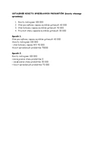 Ustalenie kosztu sprzedanych produków -opracowanie