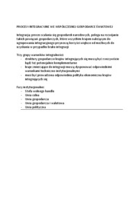 Procesy integracyjne we współczesnej gospodarce świaowej -opracowanie