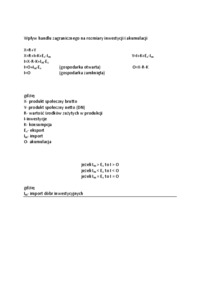Wpływ handlu zagranicznego na rozmiary inwestycji i akumulacji -opracowanie