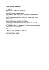 Zakres materiału przedmiotu-opracowanie