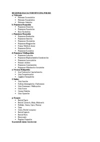 Reginalizacja turystyczna Polski - omówienie