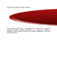 Klasyczne teorie wymiany międzynarodowej  - omówienie 