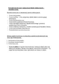 Kierunki teoretyczne w interpretacji faktów edukacyjnych-opracowanie 