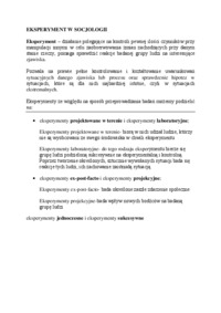 Eksperyment w socjologii-opracowanie 