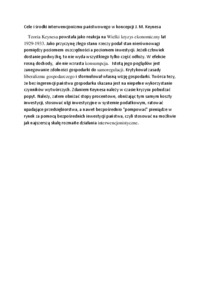 Cele i środki interwencjonizmu państwowego w koncepcji J. M. Keynesa-opracowanie
