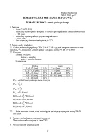 Beton - projekt - metoda punktu piaskowego 