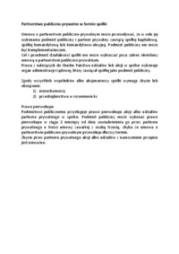 Partnerstwo publiczno prywatne w formie spółki