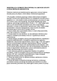 Modyfikacja ochrony pracownika na gruncie ustawy o zwolnieniach