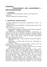 Przygotowanie mas ogniotrwalych i zaformowanie próbek - ćwiczenia