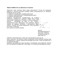 Wykład - wpływ inhibitorów na aktywność enzymów