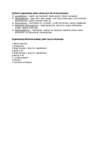 Segmentacja rynku, (sem IV)