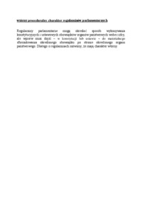 wtórny proceduralny charakter regulaminów parlamentarnych - omówienie