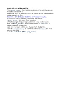 Controlling the History File