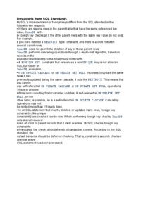 Deviations from SQL Standards
