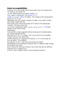 Index Incompatibilities