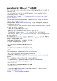 Installing MySQL on FreeBSD