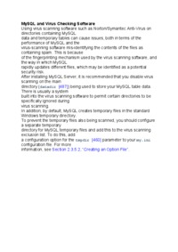 MySQL and Virus Checking Software