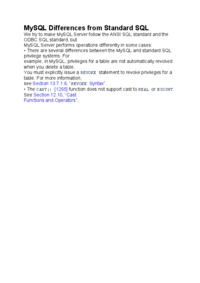 MySQL Differences from Standard SQL
