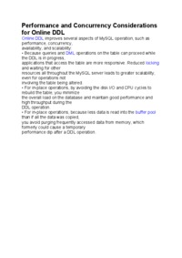 Performance and Concurrency Considerations for Online DDL