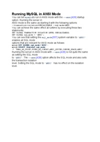 Running MySQL in ANSI Mode