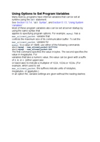 Using Options to Set Program Variables